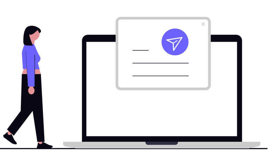 Email Campaign Paper plane flying from an inbox